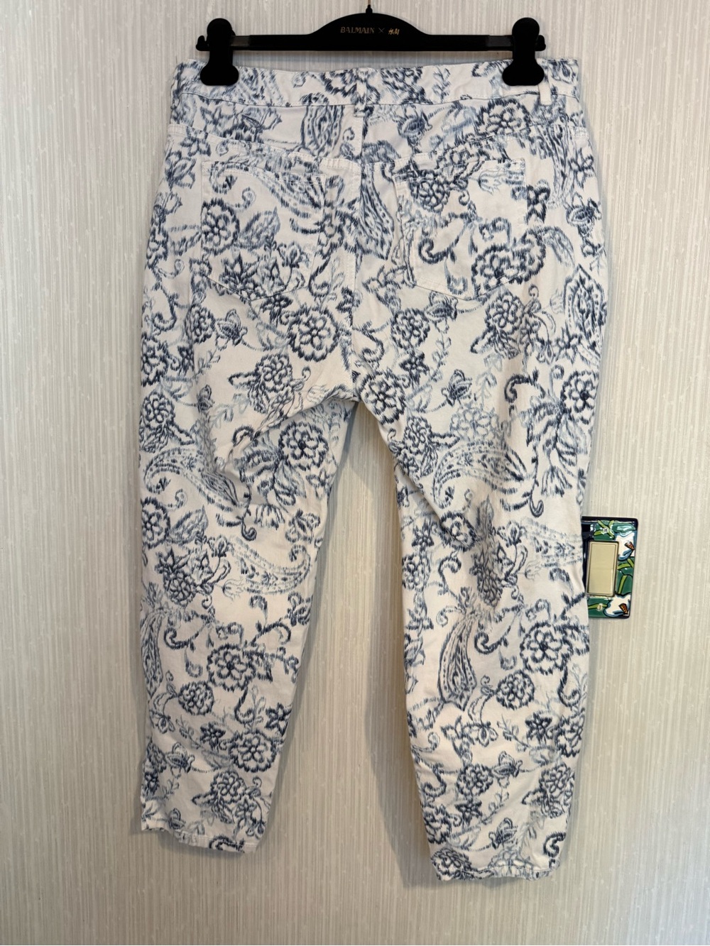 Charter Club White Pants with Blue Floral Print - Picture 5 of 5